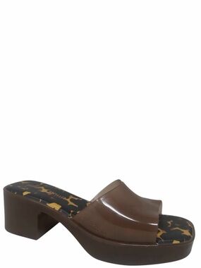 Rare Rouje x Melissa Jelly Glossy Brown Tortoise Mules Slides Sandals 9 Retro